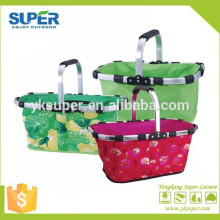 2015 nouveau design 100% polyester cadre en aluminium portable pliable panier de marché